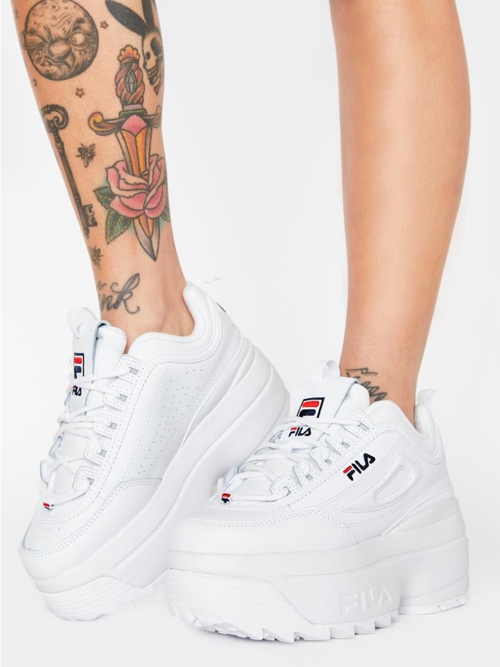 FILA White Platform Disruptor II Wedge Women’s Sneakers